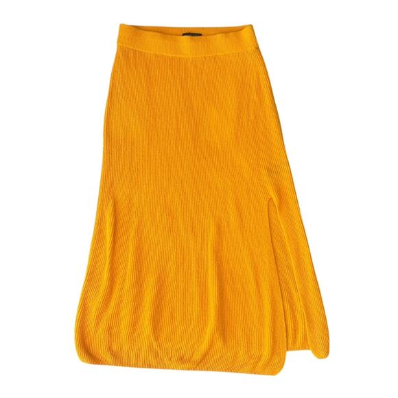 Rag & Bone Women's Soleil Deep Yellow Knit Midi Skirt Size Medium - Picture 3 of 13